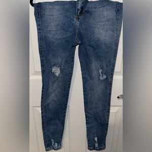 High-Rise Skinny Distressed Women's Jeans - Blue